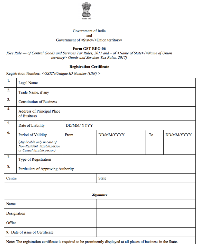 GST REGISTRATION CERTIFICATE SAMPLE - TAXATIONWEALTH